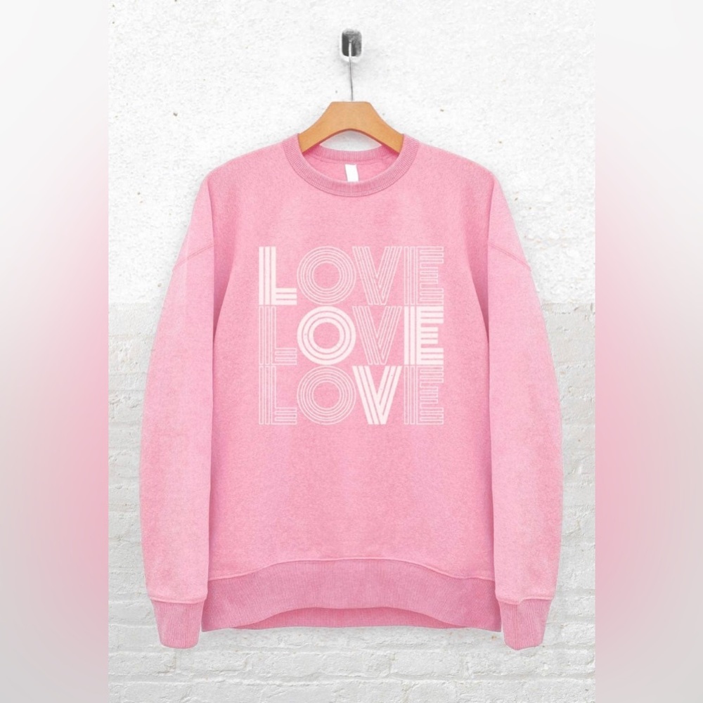 Honestee Pink "LOVE" Graphic Long Sleeve Sweatshirt